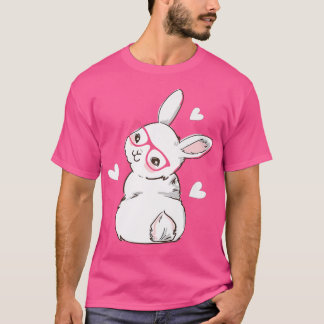 Niedliche Bunny Face Pink Herz Blume Brille Ostern T-Shirt