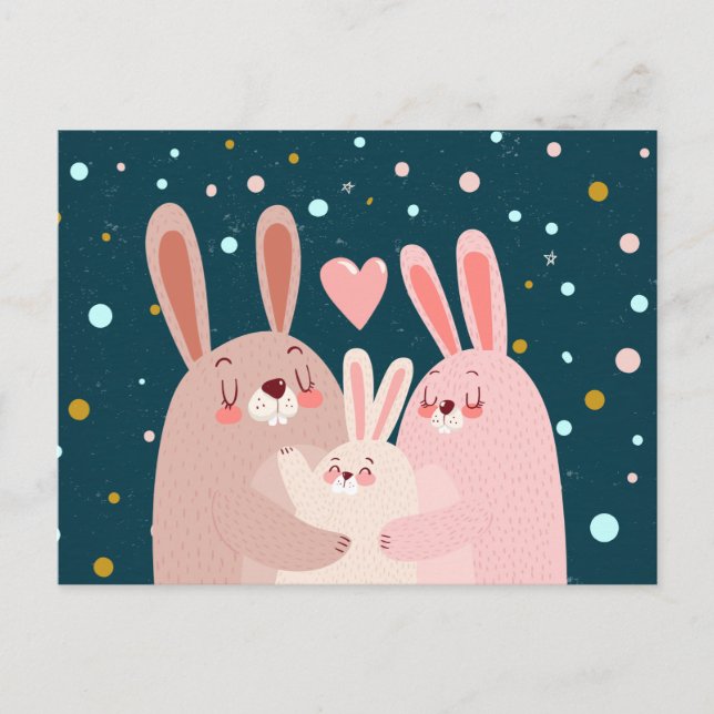 Niedliche Bunny Family Postkarte (Vorderseite)