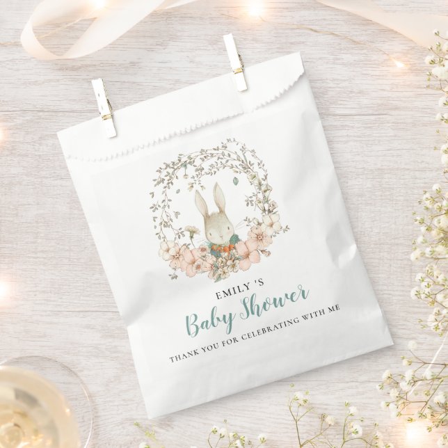 Niedliche Bunny Foliage Danke Babydusche Geschenktütchen (Ausgeschnitten)