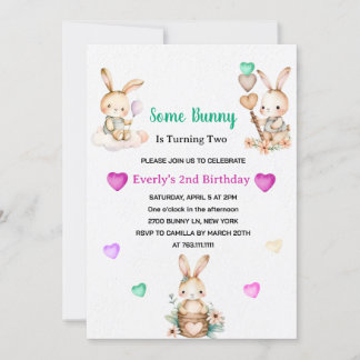 Niedliche Bunny Girl Geburtstagsparty Einladung