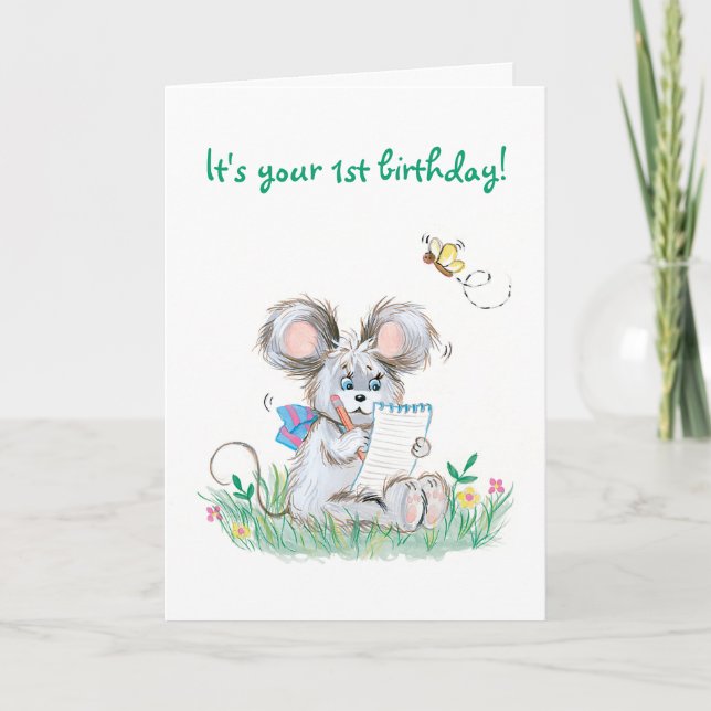 Niedliche Bunny Kids First Birday Card Karte (Vorderseite)