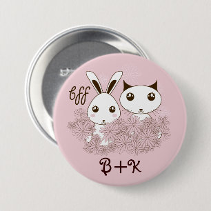 Niedliche Bunny Kitten Animal Friends Pink Girls K Button