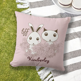 Niedliche Bunny Kitten Animal Friends Pink Girls K Kissen Für Draußen