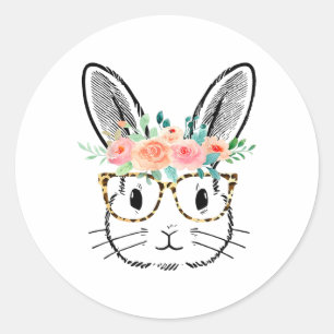 Niedliche Bunny Leopard Blume Girls Girls - Girls Runder Aufkleber