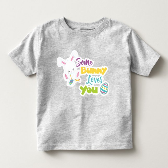 NIEDLICHE BUNNY-LIEBEN MIT OSTEREIERN KLEINKIND T-SHIRT (Vorderseite)