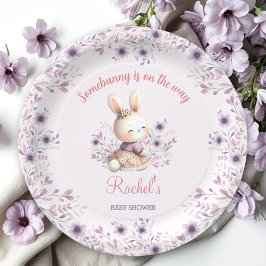 Niedliche Bunny Lila Spring Floral Girl Babydusche Pappteller