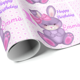 Niedliche Bunny Little Girls Pink & Lavender Name  Geschenkpapier