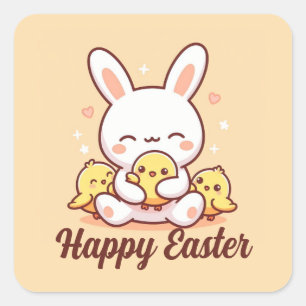 Niedliche Bunny Oaster Stickers! Happy Oaster Stic Quadratischer Aufkleber