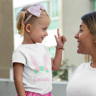 Niedliche Bunny Ohren Tiara Ostern Personalisiert Kleinkind T-shirt