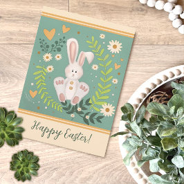 Niedliche Bunny Pastel Floral Happy Osterfeier Karte