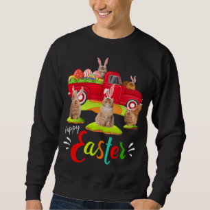 Niedliche Bunny Persian Cats Riding Red Truck Happ Sweatshirt