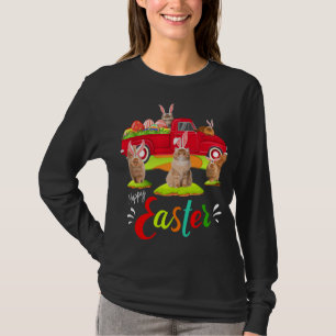 Niedliche Bunny Persian Cats Riding Red Truck Happ T-Shirt