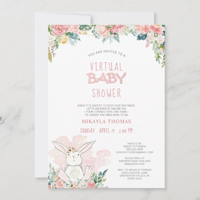 Niedliche Bunny Pink Blues Fairy Lights Baby Dusch (Vorderseite)