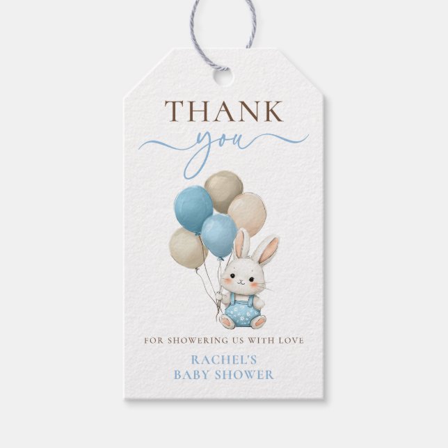 Niedliche Bunny Rabbit Balloons | Blue Boy Baby Du Geschenkanhänger (Vorderseite)