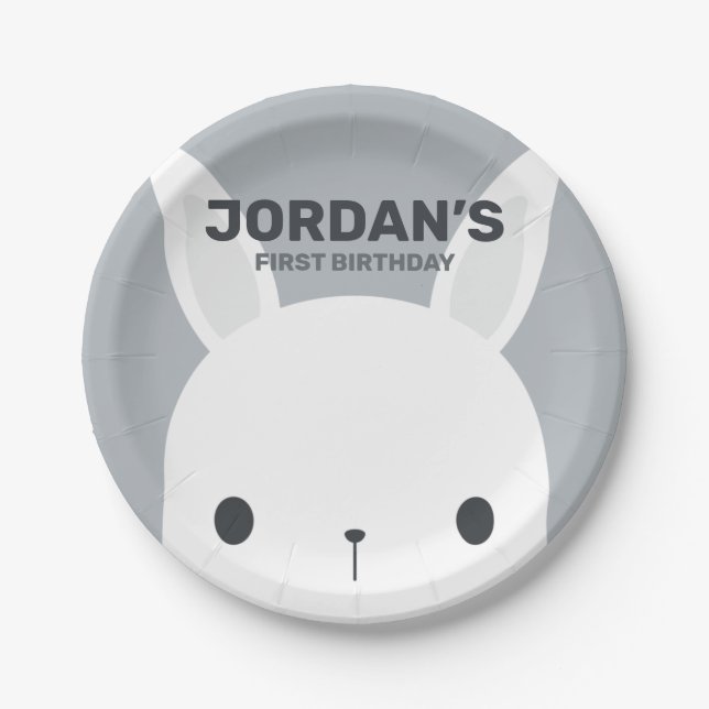 Niedliche Bunny Rabbit Birthday Paper Plate Pappteller (Vorderseite)