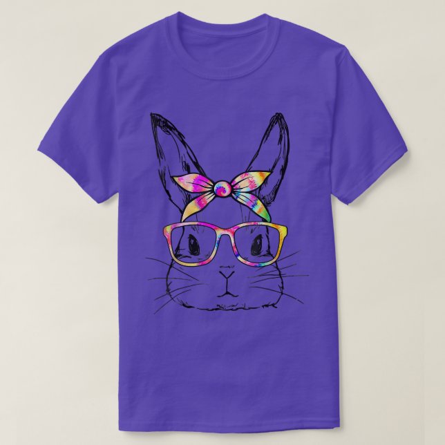 Niedliche Bunny Rabbit Face Bandana Gefärbte Krawa T-Shirt (Design vorne)