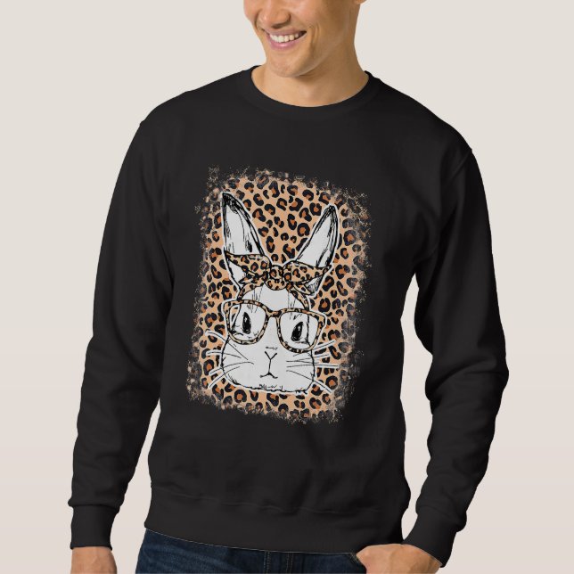 Niedliche Bunny Rabbit Face Leopard Brille Headban Sweatshirt (Vorderseite)