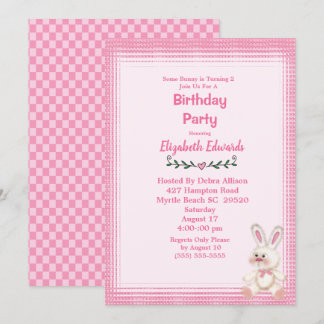 Niedliche Bunny Rabbit Geburtstagsparty Einladung