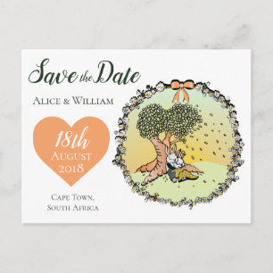 Niedliche Bunny Rabbit Hochzeit retten das Datum Ankündigungspostkarte