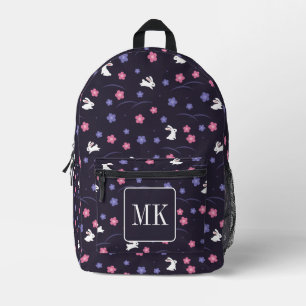 Niedliche Bunny Rabbit Muster Monogram Initialen L Bedruckter Rucksack