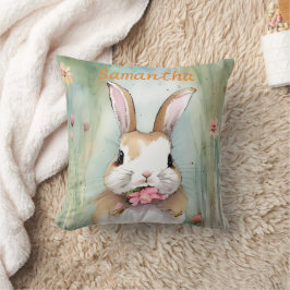 Niedliche Bunny Rabbit Pastel Wasserfarbe Frühling Kissen