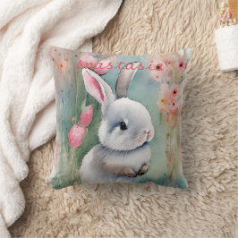 Niedliche Bunny Rabbit Pastel Wasserfarbe Frühling Kissen