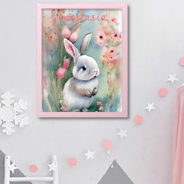 Niedliche Bunny Rabbit Pastel Wasserfarbe Frühling Poster (Von Creator hochgeladen)