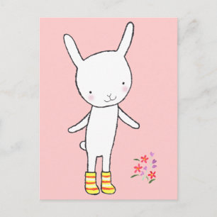 Niedliche Bunny Rabbit Yellow Boots Postcard MiKa Postkarte