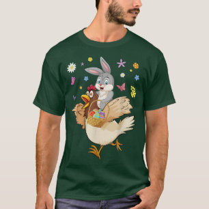 Niedliche Bunny Riding Hühner Jagd Eier Bauer Eas T-Shirt