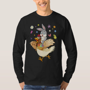 Niedliche Bunny Riding Hühner Jagd Eier Bauer Eas T-Shirt