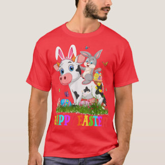 Niedliche Bunny Riding Kuh Ostern Ei Niedlich Kani T-Shirt