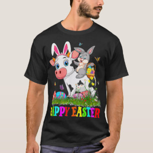 Niedliche Bunny Riding Kuh Ostern Ei Niedlich Kani T-Shirt