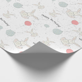 Niedliche Bunny und Balloons Geburtstagsbroschüre Geschenkpapier