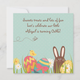 Niedliche Bunny und Ostereier 1. Geburtstag Einlad Einladung