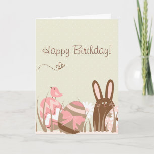Niedliche Bunny und Ostereier Happy Birthday Card Feiertagskarte