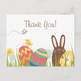 Niedliche Bunny und Ostereier Urlaub Danke Postkarte