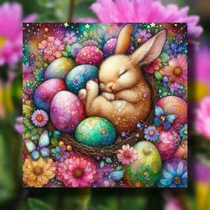 Niedliche bunt Bunny Ostereier Blumenkohl Christli Feiertagskarte