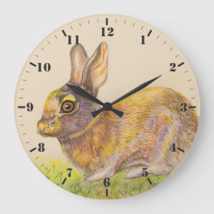 Niedliche bunt Bunny zeichnend Kunst Große Wanduhr
