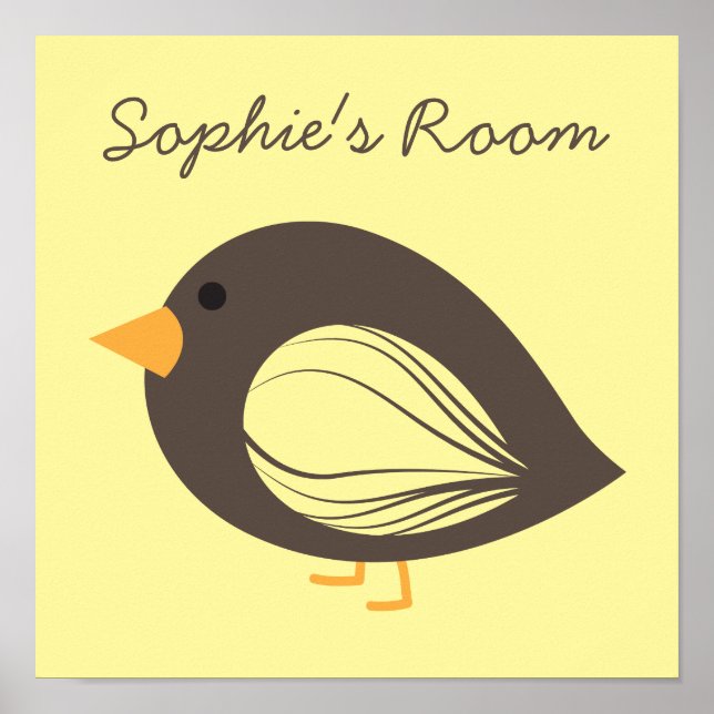 Niedliche, bunt geblümte Vogelplakette Poster (Vorne)