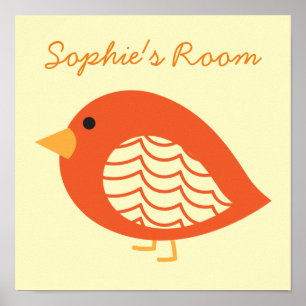 Niedliche, bunt geblümte Vogelplakette Poster