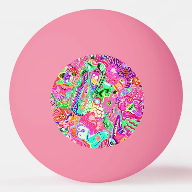 Niedliche bunte, abstrakte Monster Küche toben Tischtennisball (Vorderseite)