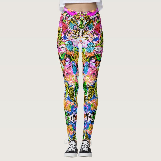 Niedliche bunte abstrakte Paisley-Blume iPad  Leggings (Vorderseite)