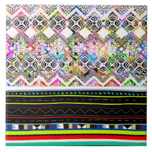 Niedliche bunte Aztec-Stammmuster Fliese