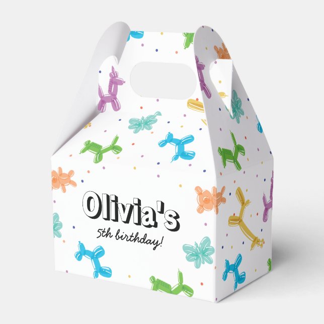 Niedliche bunte Ballontiere Geburtstagsparty Geschenkschachtel (Vorderseite)