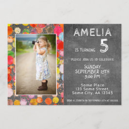 Niedliche bunte Blocks Chalkboard Kinder Foto Gebu Einladung