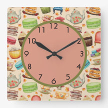 Niedliche Bunte Cupcakes und Teekessel Uhr