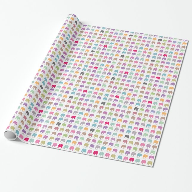 niedliche bunte Elefanten Geschenkpapier (Ungerollt)