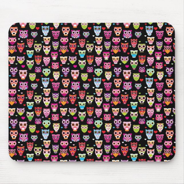 niedliche bunte Eule scherzt Muster Mousepad (Vorne)