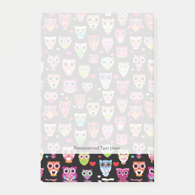 niedliche bunte Eule scherzt Muster Post-it Klebezettel (Vorderseite)