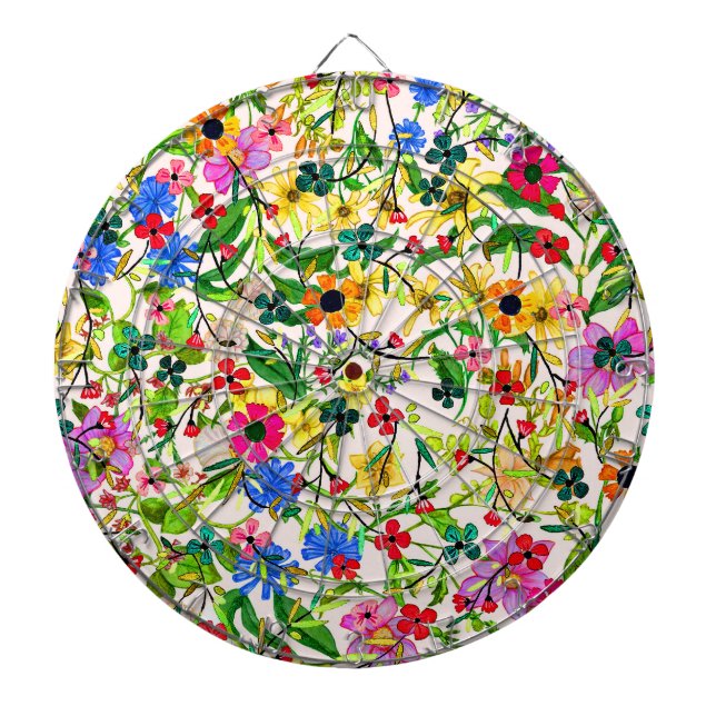 Niedliche, bunte Frühlingsblumen Blume Dartscheibe (vorne)